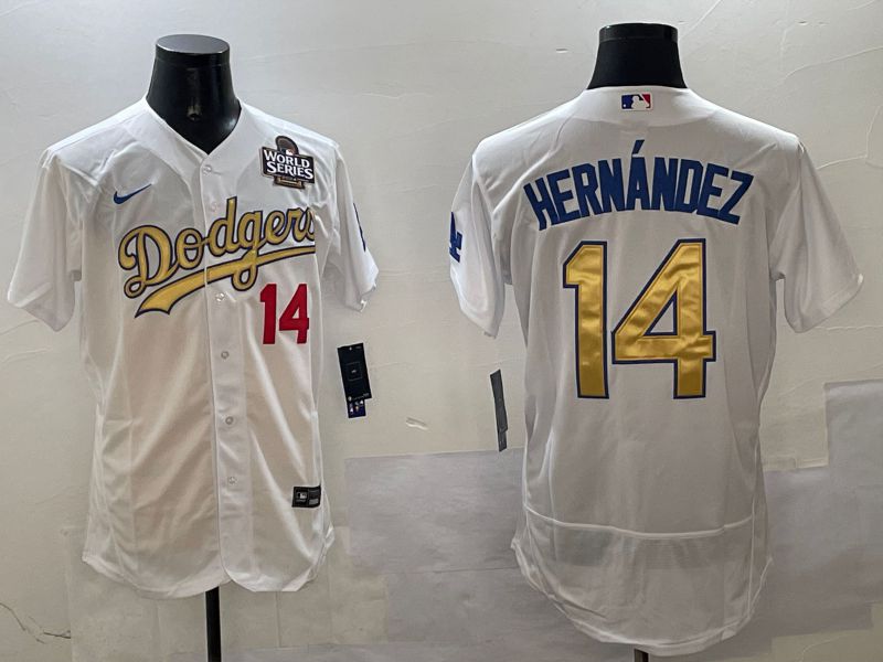 Men Los Angeles Dodgers #14 Hernandez White Elite 2025 Nike MLB Jersey style 7->los angeles dodgers->MLB Jersey